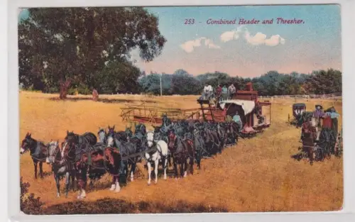 42785 Reklame Ak Combined Header and Thresher 1913
