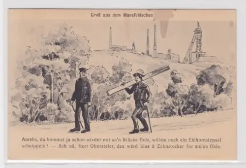 907023 Humor Ak Gruß aus dem Mansfeldschen um 1920