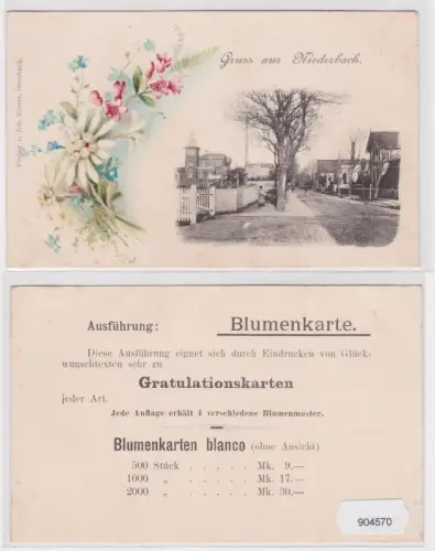 904570 Reklame Blumen Ak Gruß aus Niederbach um 1900
