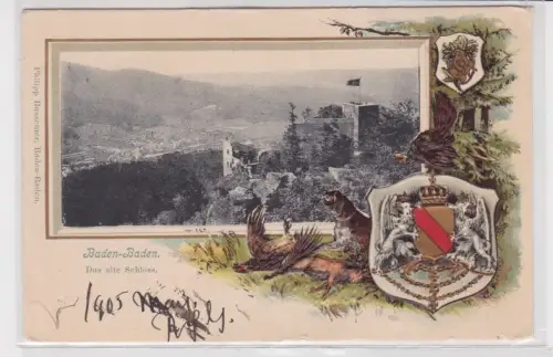 31554 Wappen Passepartout AK Baden-Baden das alte Schloss um 1905
