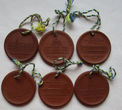 6 DDR Meissner Porzellan Medaillen 800 Jahre Leipziger Messe 1965 (110488)