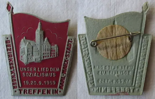 DDR Papp Abzeichen Bezirkssängertreffen in Karl-Marx-Stadt 1959 (166142)