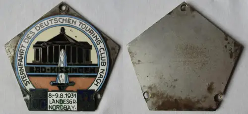 emaillierte Automobil Plakette Sternfahrt nach Bad Kissingen 1931 (171527)