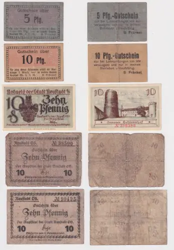5 Banknoten Notgeld Stadt Neustadt O. Schlesien 1919/1920 (170067)