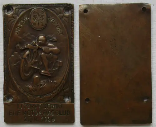 ADAC Automobil Plakette Literprüfung Motorradclub Erfurt 23.9.1928 (108984)