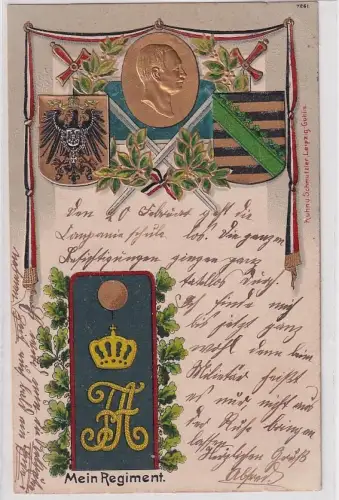 36016 Präge Ak Mein Regiment Dresden 1. K.S. Leib-Grenadier-Regiment Nr.100