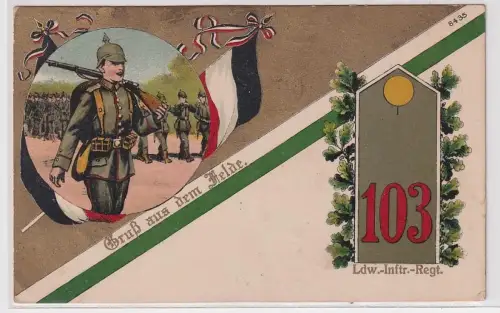 12314 Feldpost Ak Gruß aus dem Feld Bautzen Landwehr Infanterie-Regiment Nr.103	