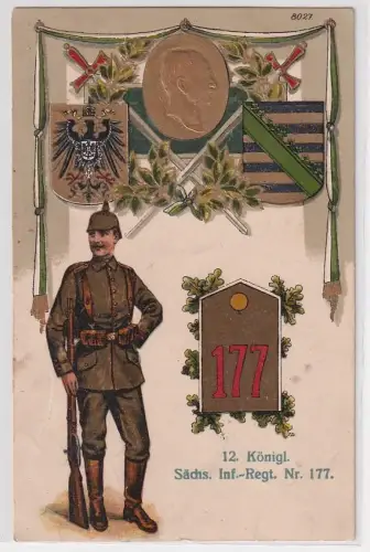 505055 Präge Regiments Ak  Dresden Kgl. Sächs. 12. Infanterie-Regiment Nr.177