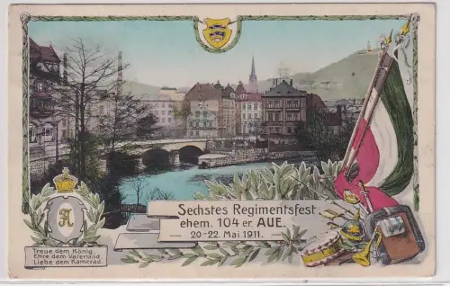 41938 Ak Sechstes Regimentsfest ehem.104er Aue 20.-22.Mai 1911