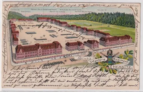 36236 Ak Lithographie Gruß vom Infanterie Regiment Nr.181 Chemnitz 1904