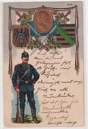 60251 Präge Regiments Ak Sächsischer Soldat 1906