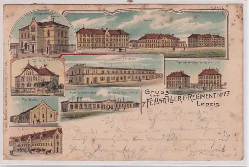 59579 Ak Lithographie Gruß vom 7.Feldartillerie Regiment Nr.77 Leipzig 1902