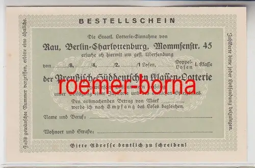 75216 Lotterie Reklame Ak Rau Berlin Charlottenburg Mommsenstraße 45, um 1930