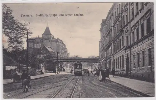 44412 Ak Chemnitz Stollberger Strasse und letzter Seufzer 1905