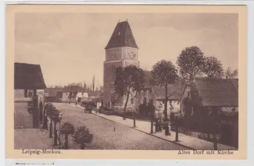 95969 Ak Leipzig-Mockau Altes Dorf mit Kirche um 1920