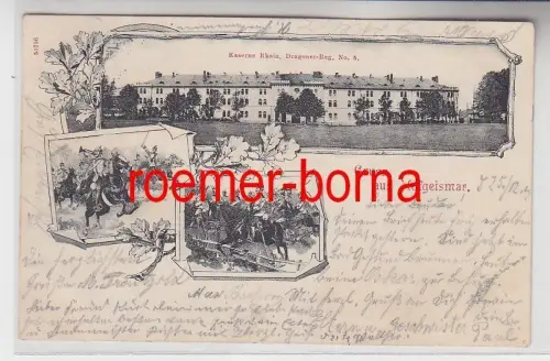 03470 Mehrbild Ak Gruss aus Hofgeismar Kaserne Rhein. Dragoner-Reg. No. 5, 1902