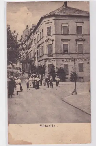 88968 AK Mittweida - Straßenansicht mit Restaurant Kögel & Biergrosshandel 1920