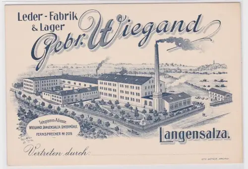 83816 Reklame AK Leder-Fabrik & Lager Gebr. Wiegand Langensalza um 1910