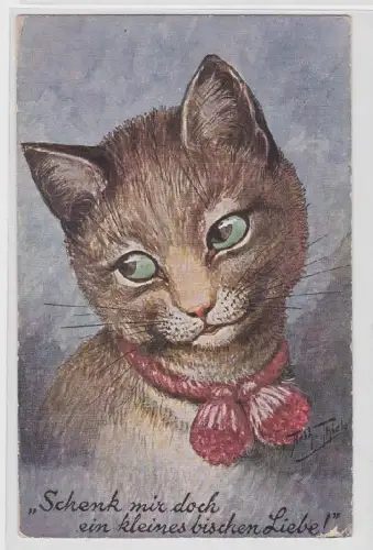 06424 Arthur Thiele Künstler Ak Katze "Schenkmir doch ein kleines bischen Liebe"