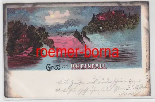 79103 Mondscheinkarte Gruß vom Rheinfall 1899