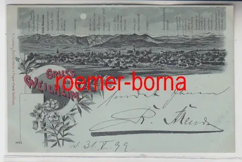 79104 Mondscheinkarte Gruss aus Weilheim 1899
