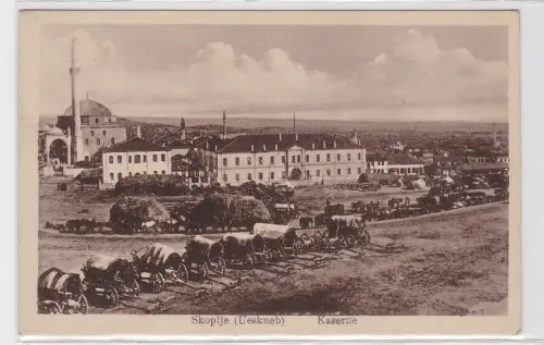 93479 AK Skoplje (Ueskueb) Nordmazedonien - Kaserne mit Kutschen und Synagoge
