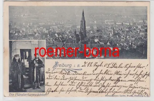 77741 Ak Freiburg im Breisgau Die Münsterturmwächter 1905