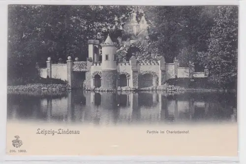 87089 Ak Leipzig Lindenau Partie im Charlottenhof um 1900