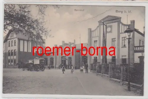 20668 Feldpost Ak Burg bei Magdeburg Bahnhof 1915