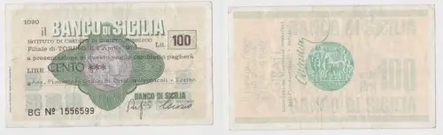 100 Lire Banknote Italien Italia  Banco di Sicilia 2.4.1976 (155242)