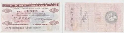 100 Lire Banknote Italien Italia Istituto Centrale delle Banche Popolai (155861)