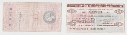 100 Lire Banknote Italien Italia Istituto Centrale delle Banche Popolai (155089)