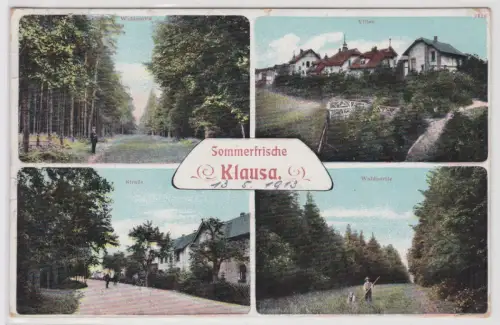93067 AK Sommerfrische Klausa - Waldpartien, Villen, Straßenansicht 1913