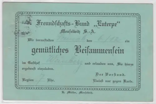 87388 Drucksache Freundschafts-Bund "Euterpe" Meuselwitz Beisammensein 1919