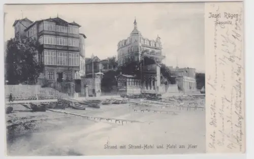 94234 Ak Insel Rügen Sassnitz Strand mit Strandhotel & Hotel am Meer 1905