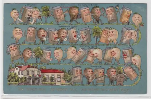94265 Bier Humor Präge Ak Zum kühlen Grunde 1908
