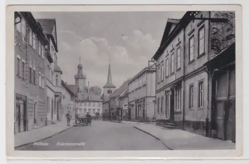 67424 Ak Kölleda Brückenstraße mit Auto und Geschäften 1945