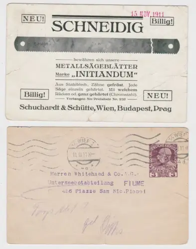 53405 Reklame Ganzsachen Ak Unterseebootabteilung Fiume 1911
