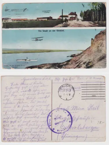 61354  Mehrbild Feldpost Ak Graudenz Grudziądz "Die Wacht an der Weichsel" 1917