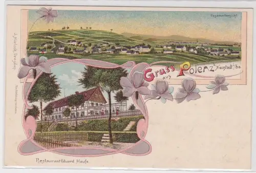 45214 Ak Lithographie Gruß aus Polenz bei Neustadt Restaurant 1901