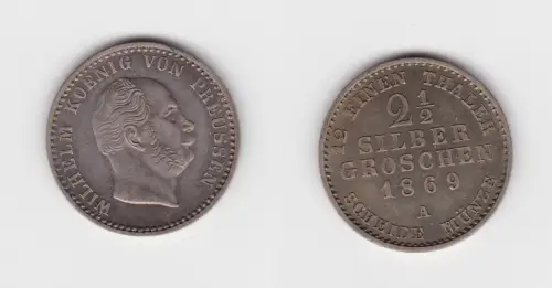 2 1/2 Silbergroschen Münze Preussen Wilhelm I. 1869 A vz (128857)
