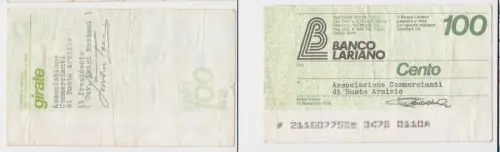 100 Lire Banknote Italien Italia Banco Lariano 10.11.1976 (154928)