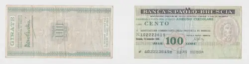 100 Lire Banknote Italien Italia Banca S.Paolo Brescia 15.11.1976 (156016)
