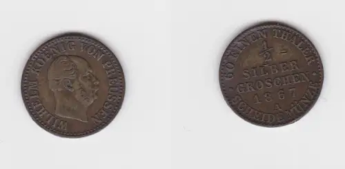 1/2 Silber Groschen Münze Preussen 1867 A ss (127287)