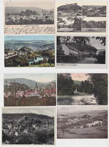 89990 Ak 8x Greiz - fürstl. Park, Krankenhaus, Residenzschloss, Stadtansicht