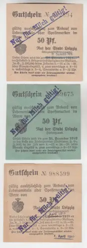 3 verschiedene 50 Pfennig Milch Gutscheine Stadt Leipzig (120642)
