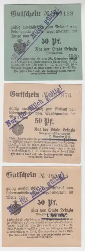 3 verschiedene 50 Pfennig Milch Gutscheine Stadt Leipzig (120820)