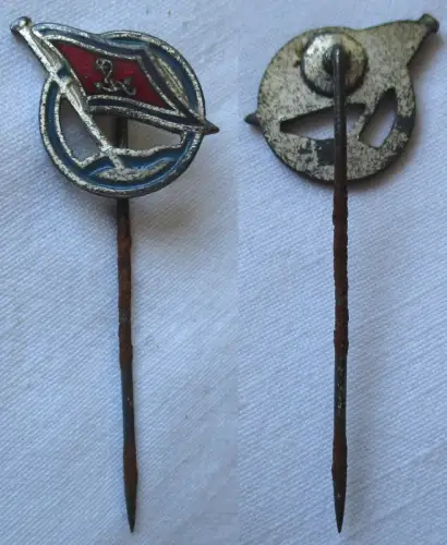 alte emaillierte Anstecknadel Marine bzw. Reederei Flagge mit Anker (120543)