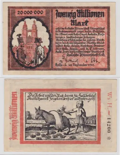 20 Millionen Mark Banknote Hallesche Pfännerschaft AG Halle 1923 (136155)