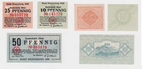 3 Banknoten Notgeld Stadt Westerburg 1920 (120689)